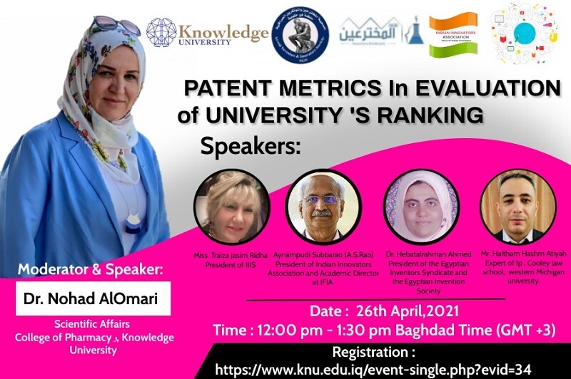 PATENT METRICS In EVALUTION of UNIVERSITY S RANKING